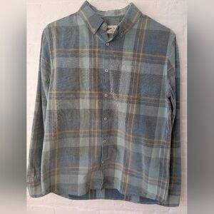 Men's Huckberry/Wellen Blues & Gold Corduroy Button Down Shirt (Medium)